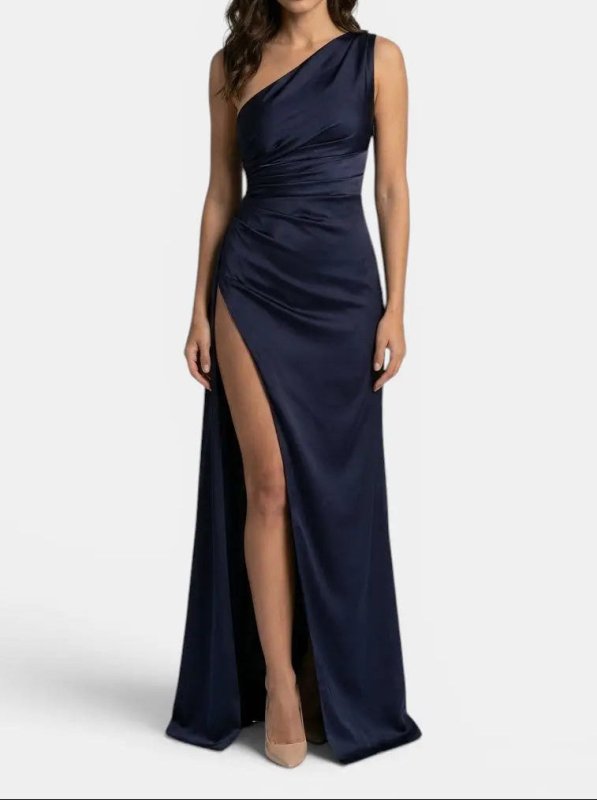 Women's Satin Asymmetric Evening Maxi Dress | Elegant One - Shoulder Formal Gown - Velshara store