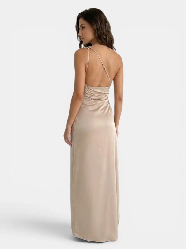 Women's Satin Asymmetric Evening Maxi Dress | Elegant One - Shoulder Formal Gown - Velshara store