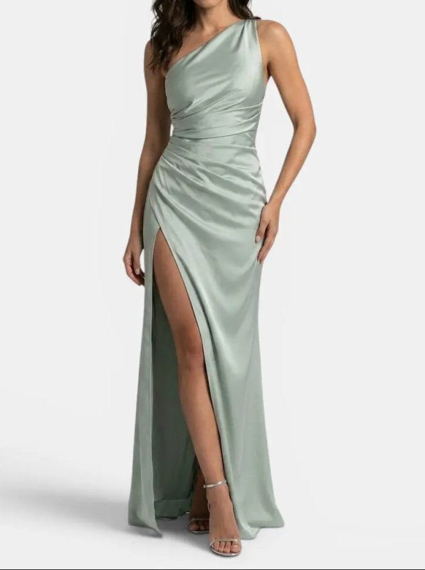 Women's Satin Asymmetric Evening Maxi Dress | Elegant One - Shoulder Formal Gown - Velshara store