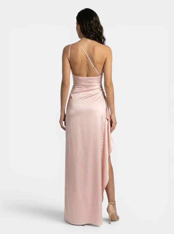 Women's Satin Asymmetric Evening Maxi Dress | Elegant One - Shoulder Formal Gown - Velshara store