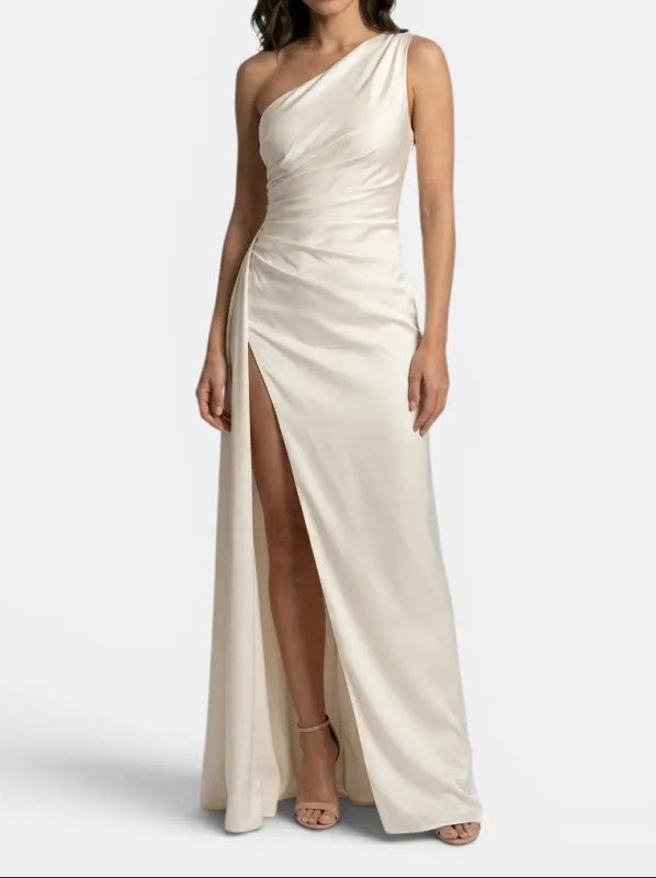 Women's Satin Asymmetric Evening Maxi Dress | Elegant One - Shoulder Formal Gown - Velshara store