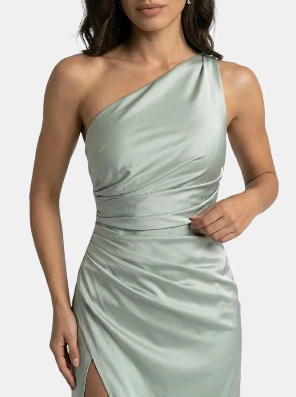 Women's Satin Asymmetric Evening Maxi Dress | Elegant One - Shoulder Formal Gown - Velshara store