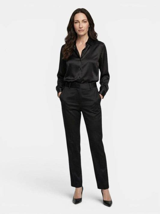 Women's Satin Blend Long Sleeve Blouse | Elegant Relaxed Fit Top for All Seasons - Velshara store