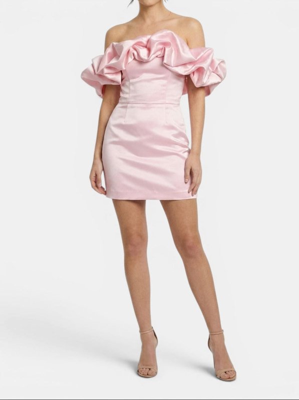 Women's Satin Off - Shoulder Mini Dress | Elegant Ruffled Cocktail Wear for Summer - Velshara store
