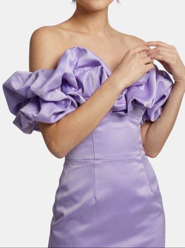 Women's Satin Off - Shoulder Mini Dress | Elegant Ruffled Cocktail Wear for Summer - Velshara store