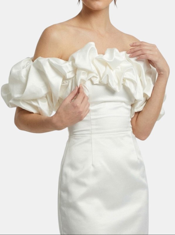 Women's Satin Off - Shoulder Mini Dress | Elegant Ruffled Cocktail Wear for Summer - Velshara store