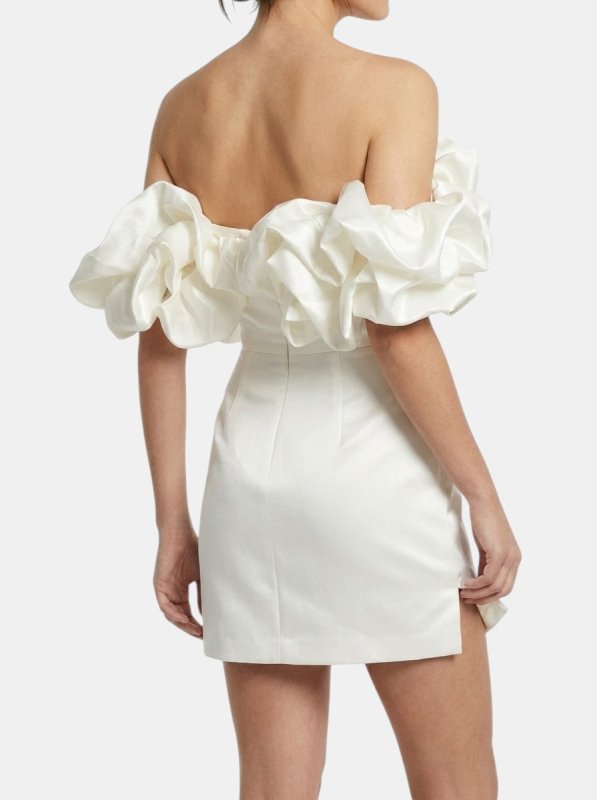 Women's Satin Off - Shoulder Mini Dress | Elegant Ruffled Cocktail Wear for Summer - Velshara store