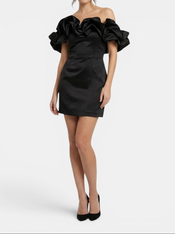 Women's Satin Off - Shoulder Mini Dress | Elegant Ruffled Cocktail Wear for Summer - Velshara store