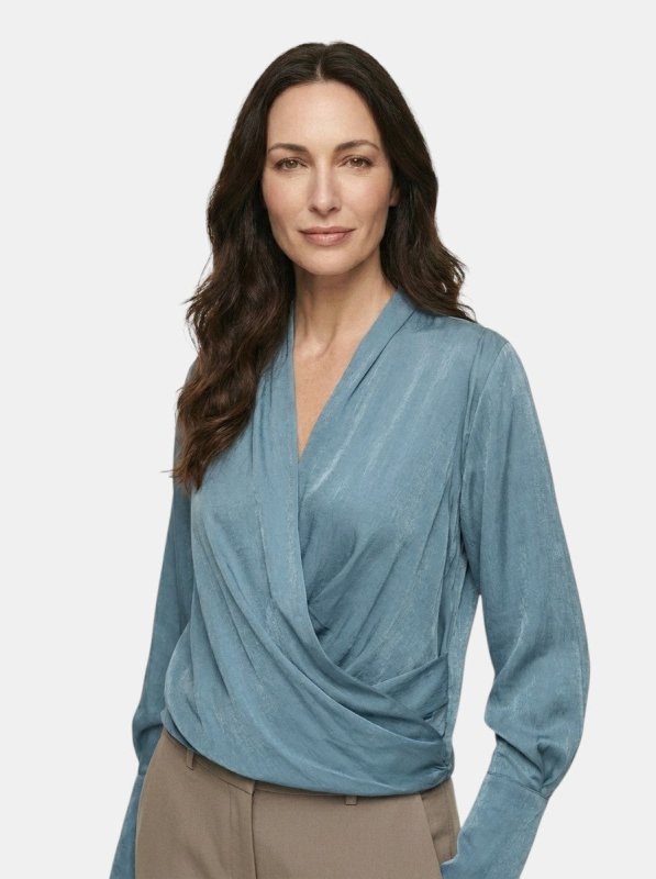 Women's Satin Puff Sleeve Blouse | Elegant V - Neck Top for All Seasons - Velshara store