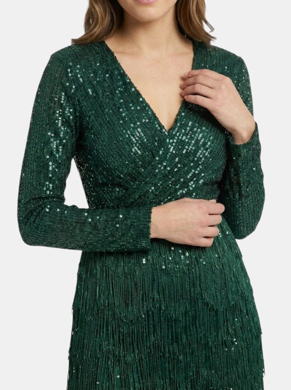 Women's Sequin Mini Dress | Elegant Fitted Cocktail Outfit with Fringes - Velshara store