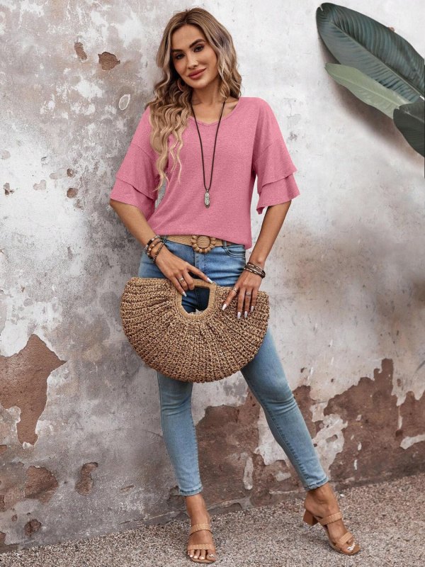 Women's Sheer White Blouse | Elegant Half Sleeve Summer Top - Velshara store