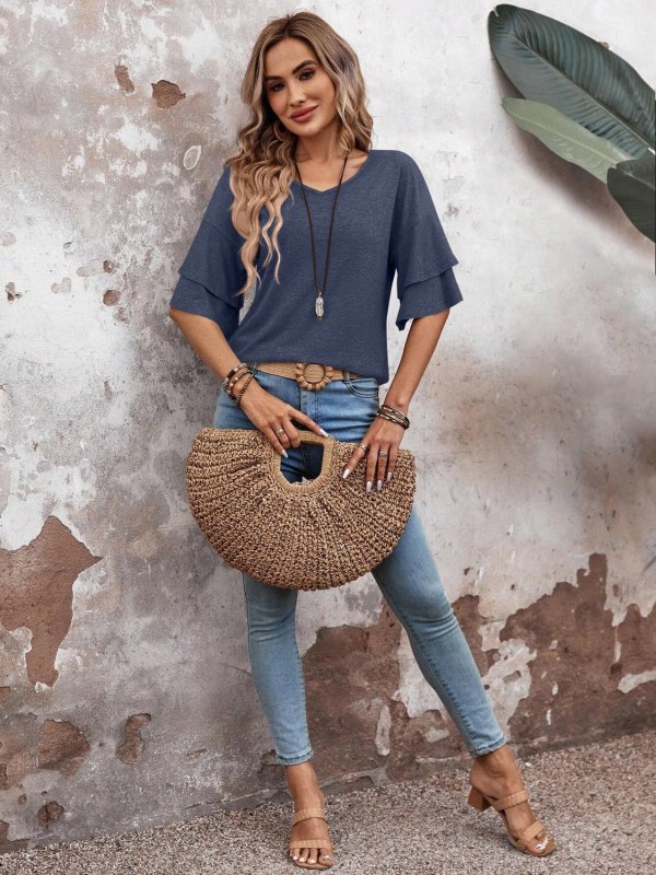 Women's Sheer White Blouse | Elegant Half Sleeve Summer Top - Velshara store