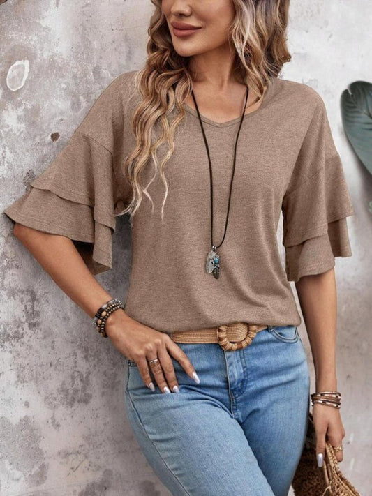 Women's Sheer White Blouse | Elegant Half Sleeve Summer Top - Velshara store