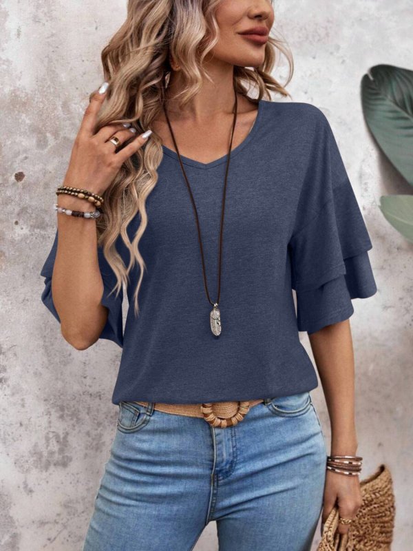 Women's Sheer White Blouse | Elegant Half Sleeve Summer Top - Velshara store