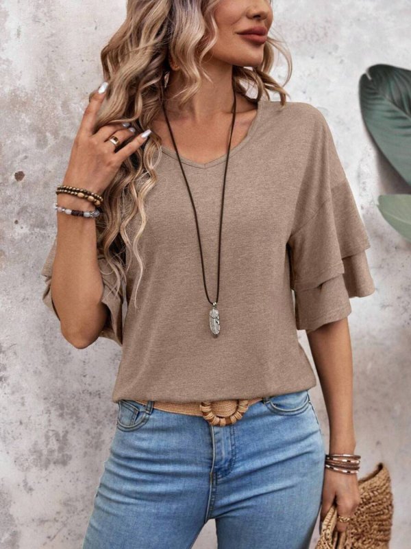 Women's Sheer White Blouse | Elegant Half Sleeve Summer Top - Velshara store