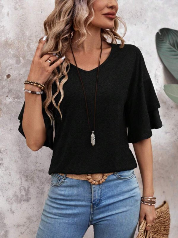 Women's Sheer White Blouse | Elegant Half Sleeve Summer Top - Velshara store