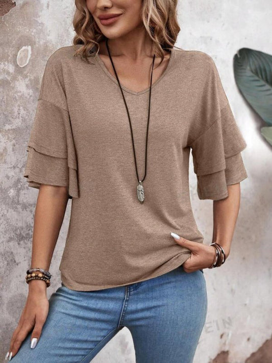Women's Sheer White Blouse | Elegant Half Sleeve Summer Top - Velshara store