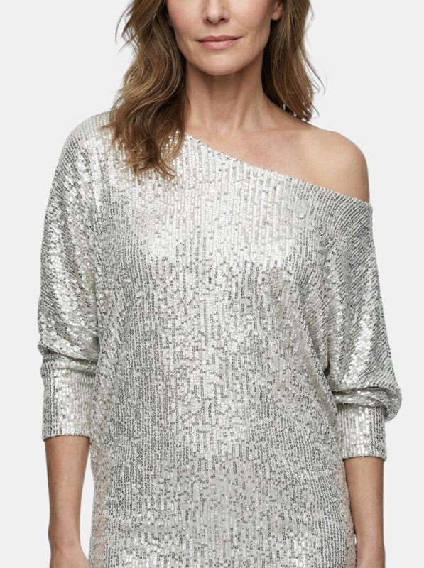 Women's Shimmering Sequined Mini Dress | Relaxed Fit Long Sleeve Cocktail Dress - Velshara store