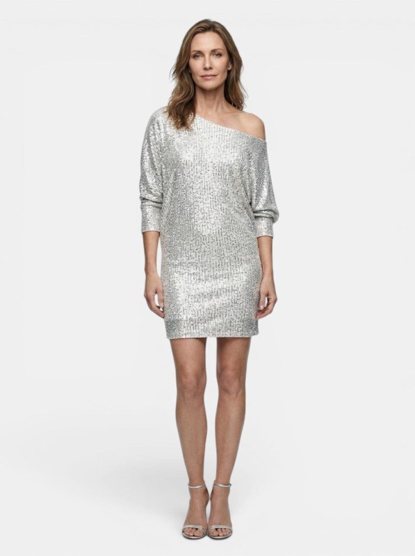 Women's Shimmering Sequined Mini Dress | Relaxed Fit Long Sleeve Cocktail Dress - Velshara store