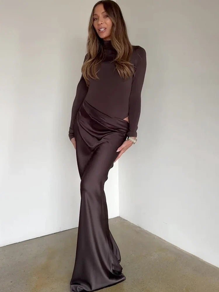 Women’s Sleeveless Satin Maxi Dress – High Waist Design - Velshara store