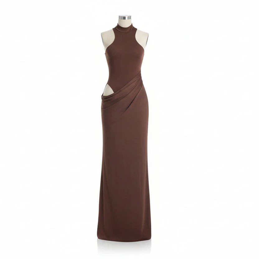Women’s Sleeveless Satin Maxi Dress – High Waist Design - Velshara store