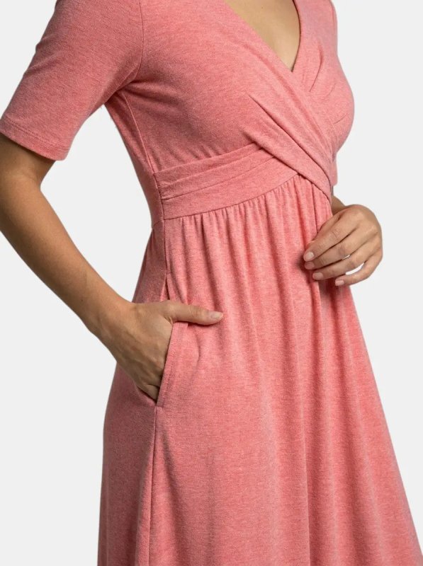 Women's Smooth Midi Dress | Flattering Wrap - Style with Pockets - Velshara store