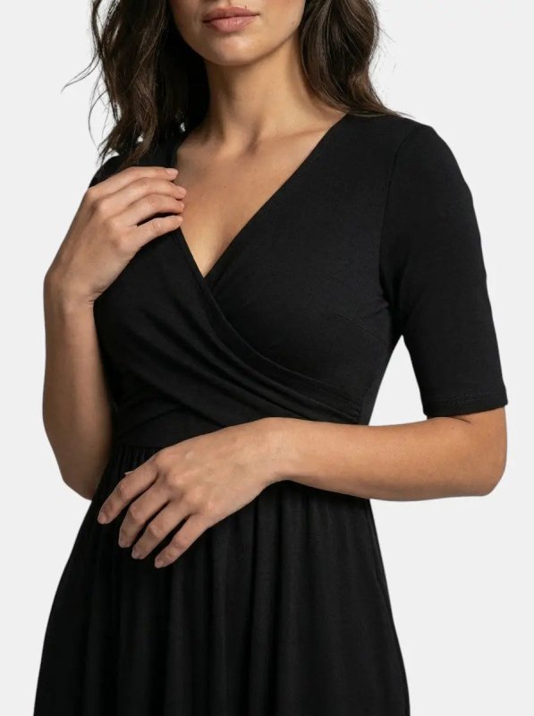 Women's Smooth Midi Dress | Flattering Wrap - Style with Pockets - Velshara store