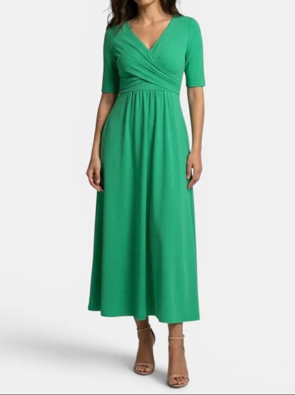 Women's Smooth Midi Dress | Flattering Wrap - Style with Pockets - Velshara store