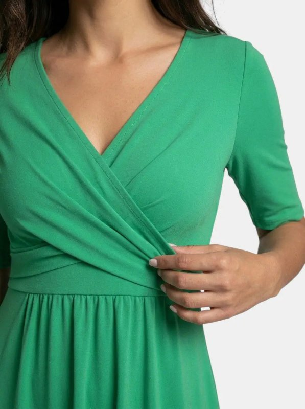 Women's Smooth Midi Dress | Flattering Wrap - Style with Pockets - Velshara store