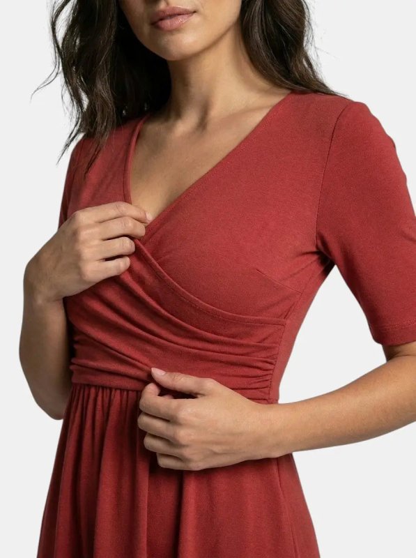 Women's Smooth Midi Dress | Flattering Wrap - Style with Pockets - Velshara store