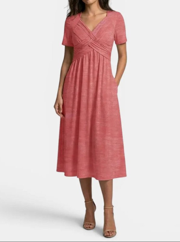 Women's Soft A - Line Midi Dress | Elegant Tummy Control Cocktail Wear - Velshara store