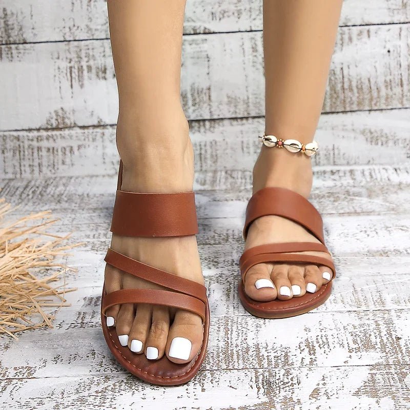 Women's Soft Cushioned Flat Sandals | Elegant Minimalist Summer Footwear - Velshara store