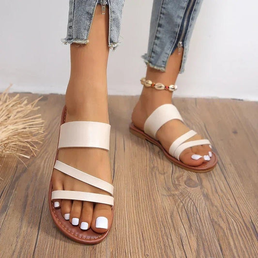Women's Soft Cushioned Flat Sandals | Elegant Minimalist Summer Footwear - Velshara store
