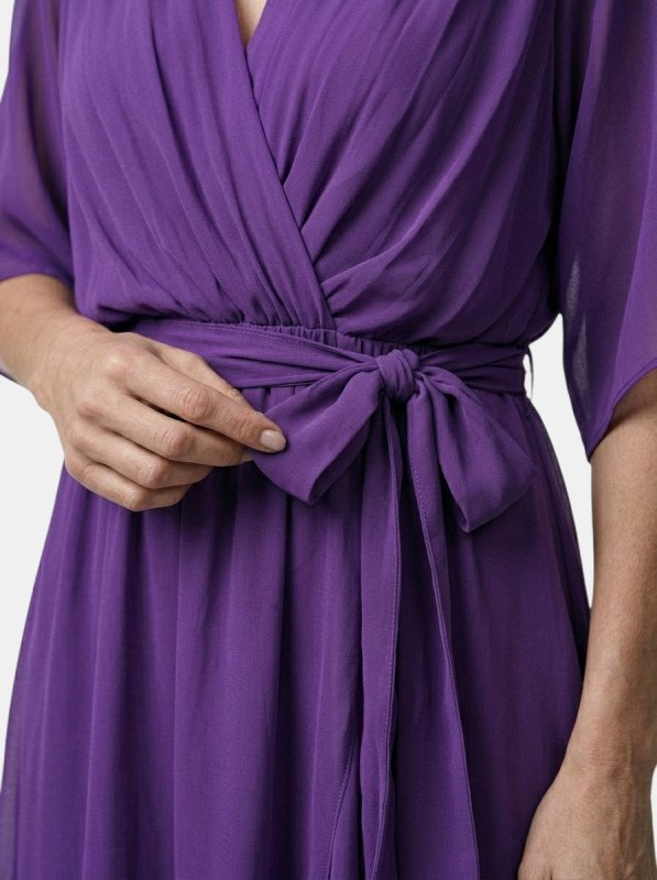 Women's Soft Draped Midi Dress | Elegant V - Neck Wrap Cocktail Dress - Velshara store