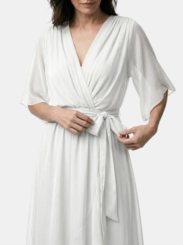 Women's Soft Draped Midi Dress | Elegant V - Neck Wrap Cocktail Dress - Velshara store