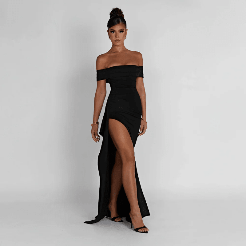 Women's Soft Fabric Maxi Dress | Alluring Off - Shoulder Design with Bold Slit - Velshara store
