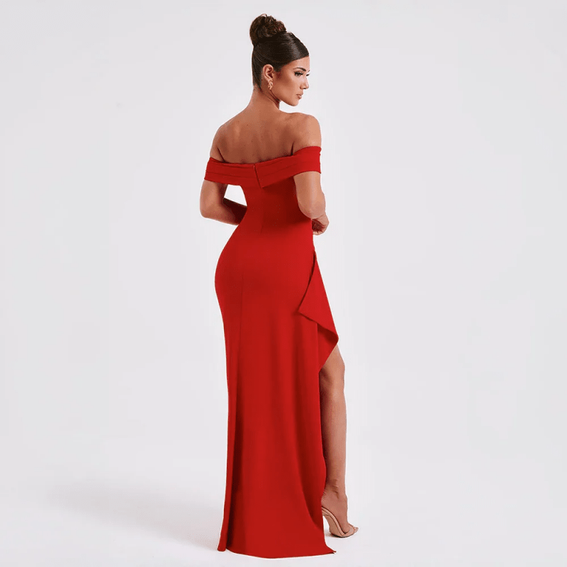 Women's Soft Fabric Maxi Dress | Alluring Off - Shoulder Design with Bold Slit - Velshara store