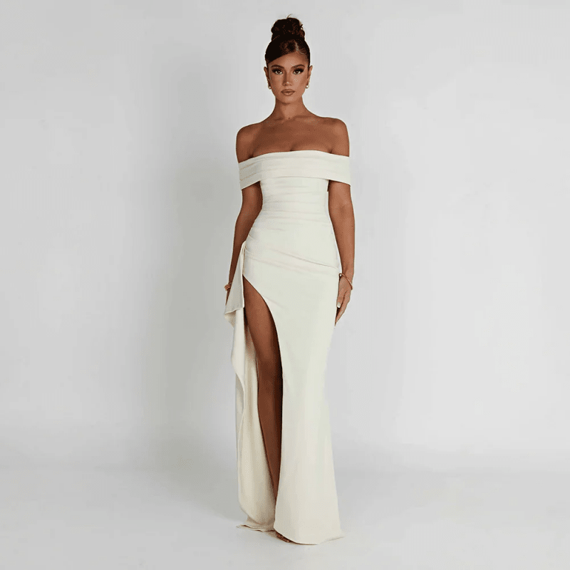 Women's Soft Fabric Maxi Dress | Alluring Off - Shoulder Design with Bold Slit - Velshara store