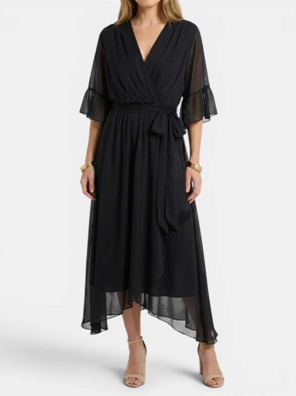 Women's Soft Fabric V - Neck Dress | Elegant Flattering Evening Gown - Velshara store