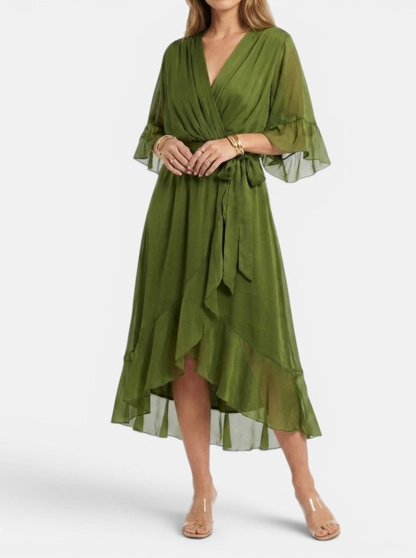 Women's Soft Fabric V - Neck Dress | Elegant Flattering Evening Gown - Velshara store