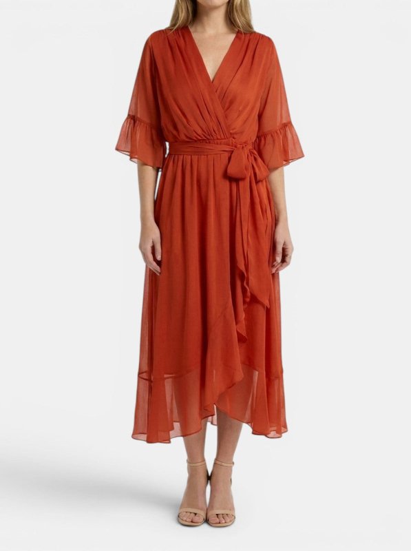Women's Soft Fabric V - Neck Dress | Elegant Flattering Evening Gown - Velshara store