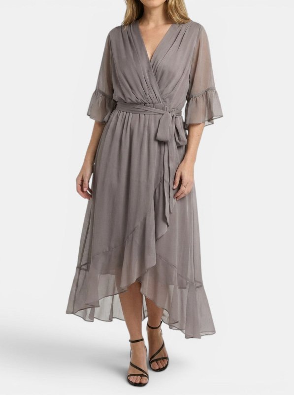 Women's Soft Fabric V - Neck Dress | Elegant Flattering Evening Gown - Velshara store
