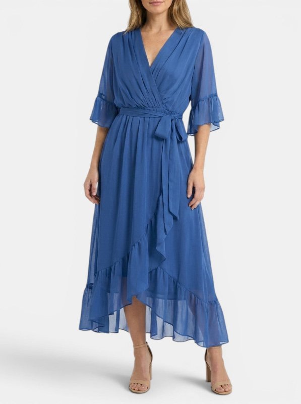 Women's Soft Fabric V - Neck Dress | Elegant Flattering Evening Gown - Velshara store