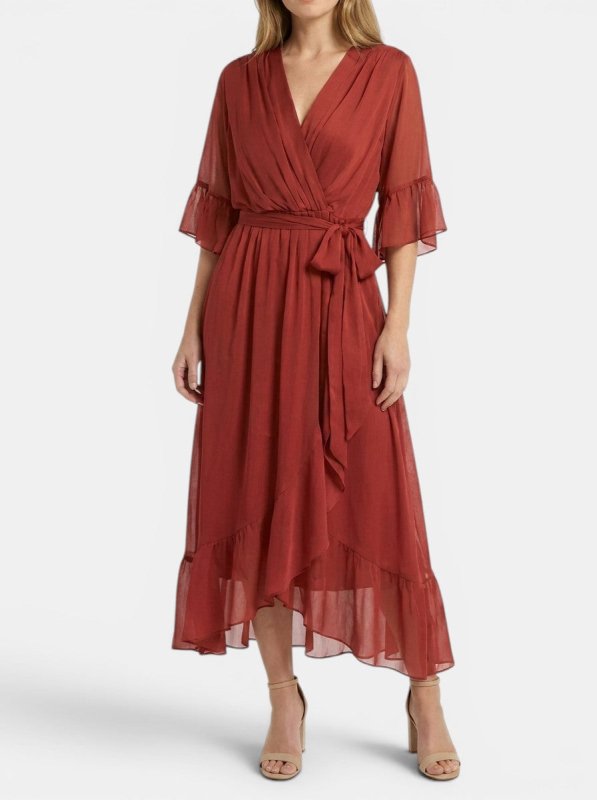 Women's Soft Fabric V - Neck Dress | Elegant Flattering Evening Gown - Velshara store