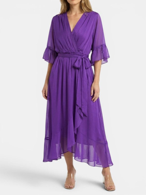 Women's Soft Fabric V - Neck Dress | Elegant Flattering Evening Gown - Velshara store