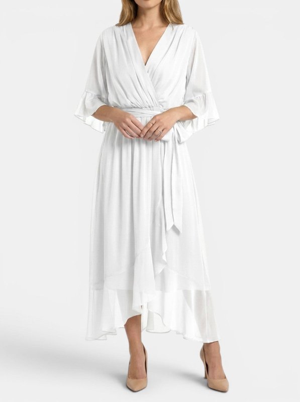 Women's Soft Fabric V - Neck Dress | Elegant Flattering Evening Gown - Velshara store