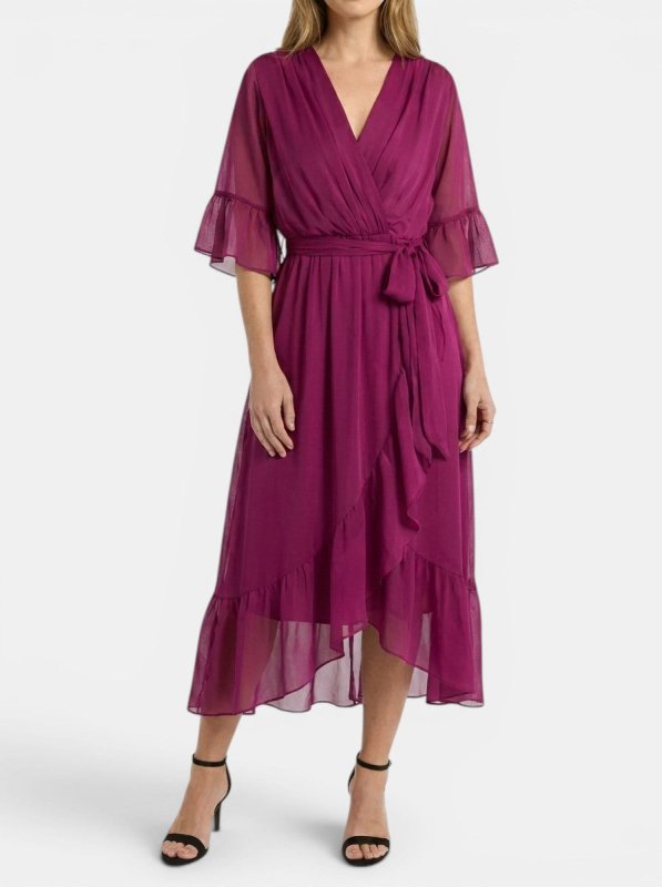 Women's Soft Fabric V - Neck Dress | Elegant Flattering Evening Gown - Velshara store