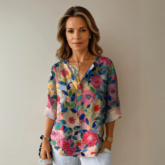 Women's Soft Floral Print Blouse | Light and Airy Summer Top - Velshara store