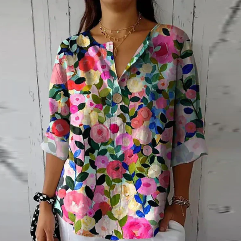 Women's Soft Floral Print Blouse | Light and Airy Summer Top - Velshara store