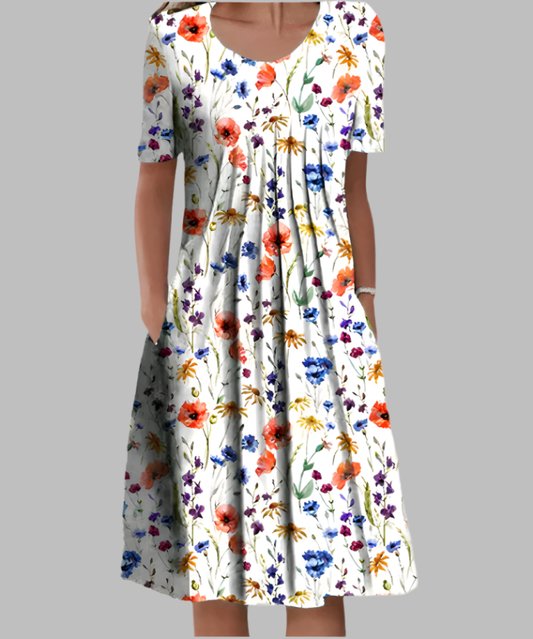Women's Soft Midi Dress | Elegant Flowy Summer Dress - Velshara store